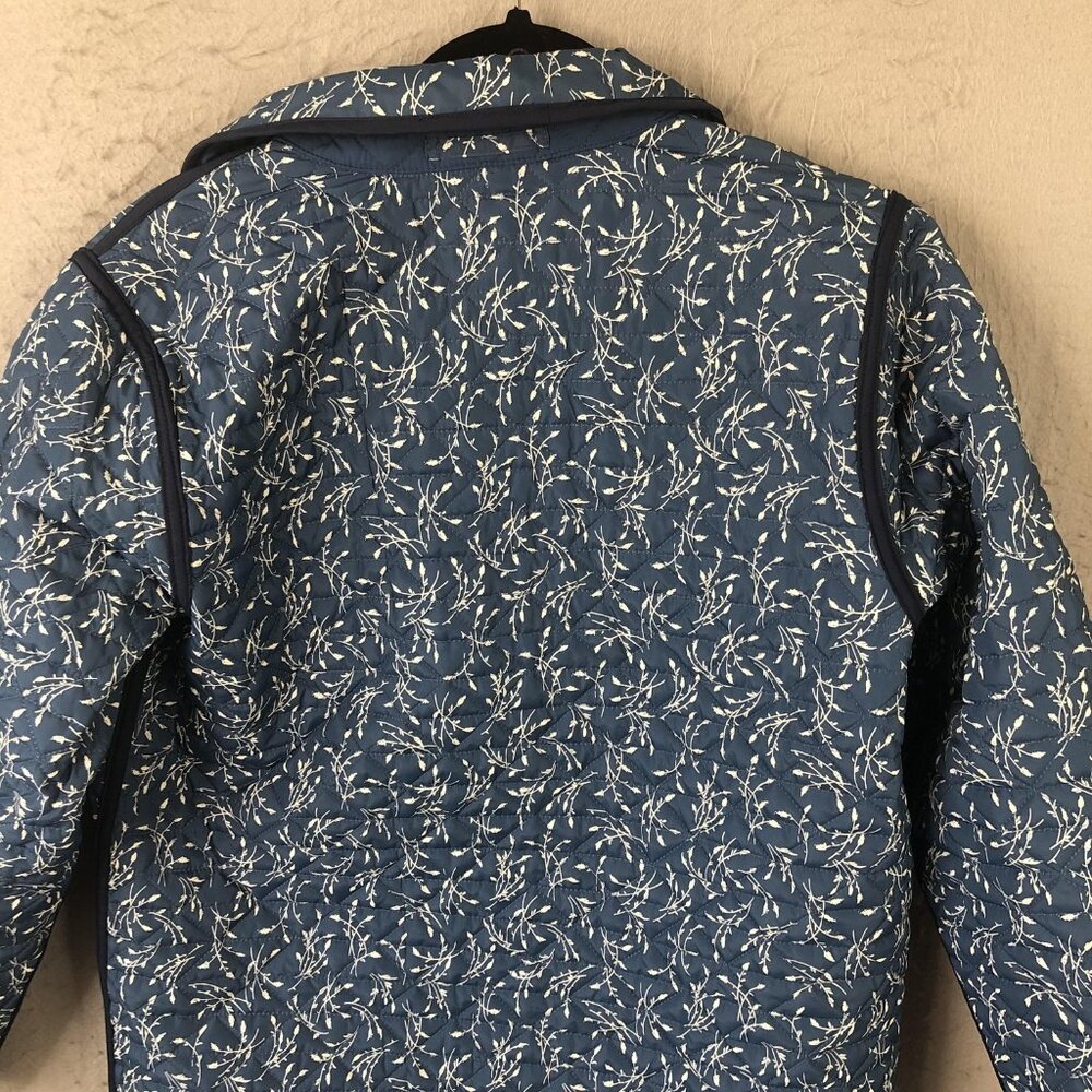 Lands' End Jacket Womens Small Blue Reversible Quilted Barn Coat Snap Pockets - Picture 12 of 16
